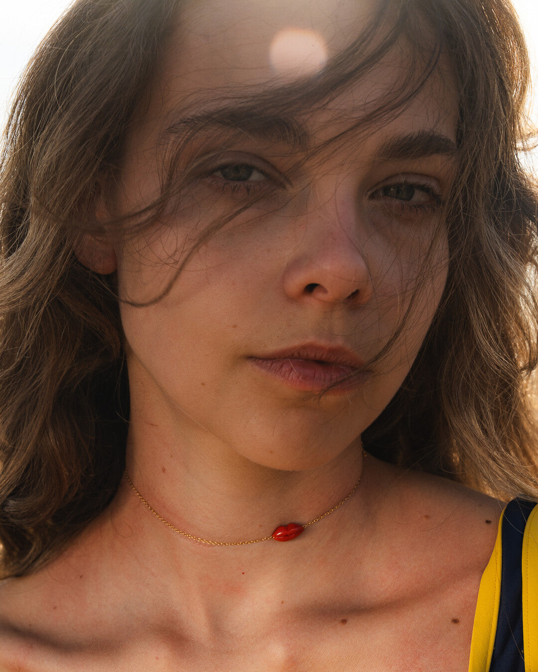 Ombra Red Coral Lips Necklace