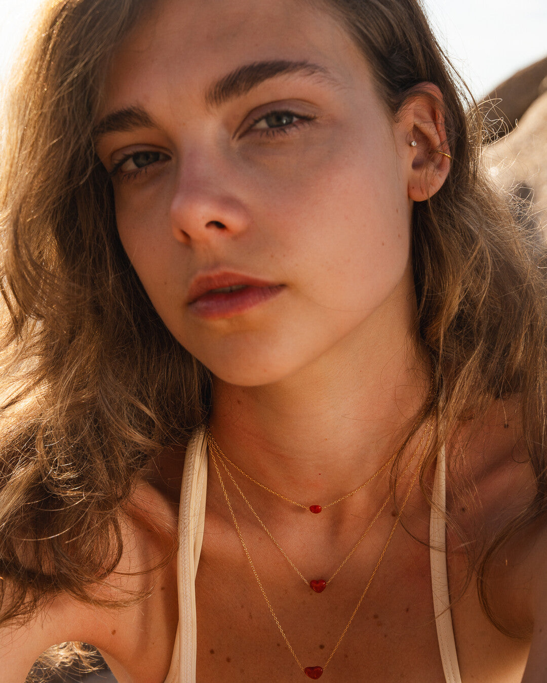 Porto Cervo Red Coral Heart Necklace
