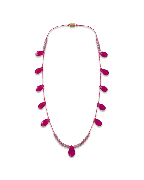 Rivero Jade & Ruby Drop Necklace