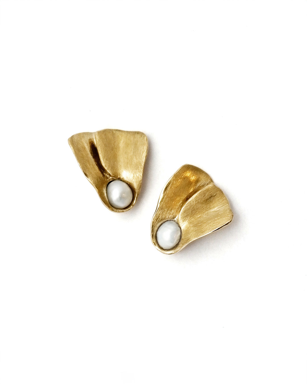 Swirl Bronze and Pearl Earrings