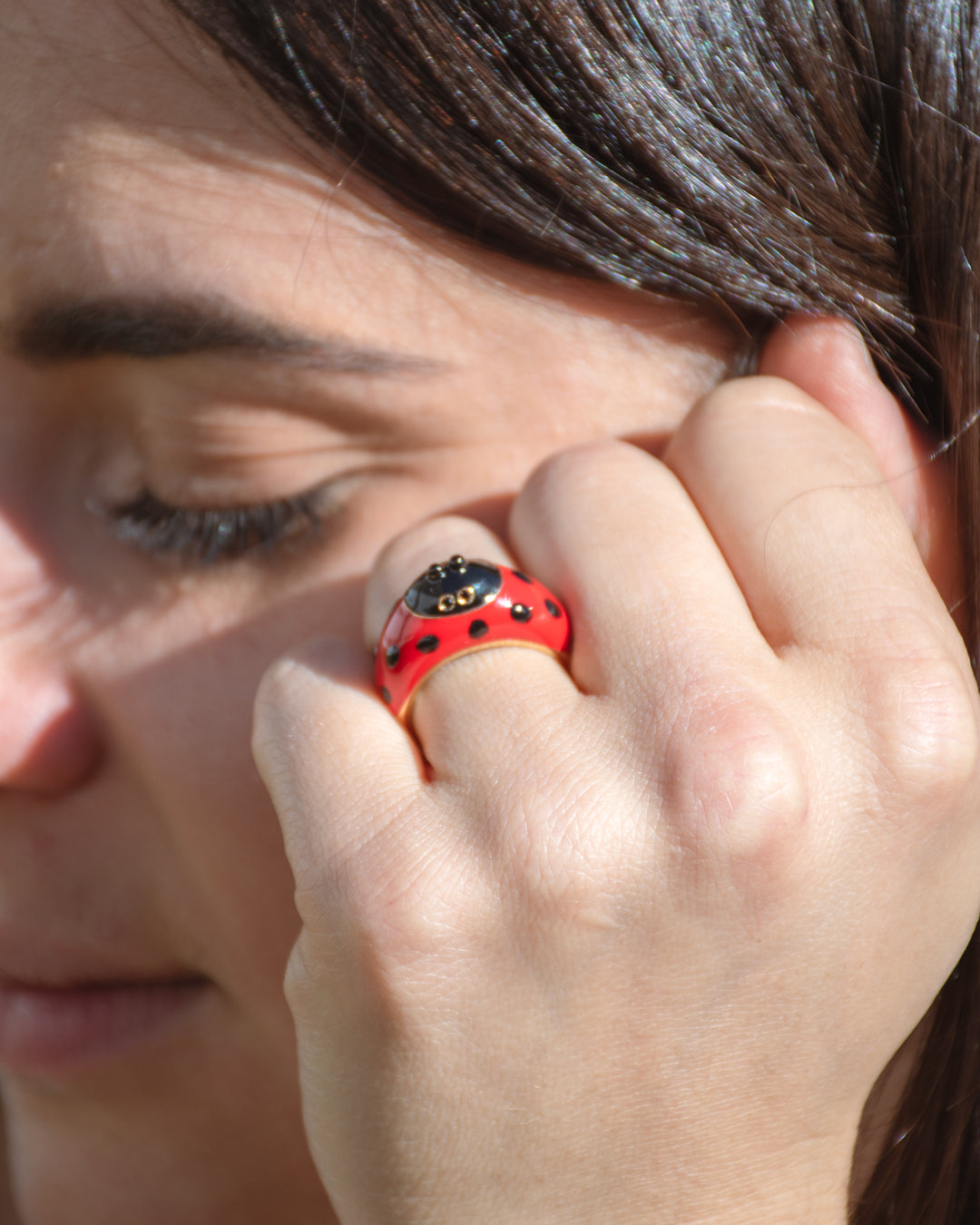 LadyBug ring bug gold handmade handcrafted
