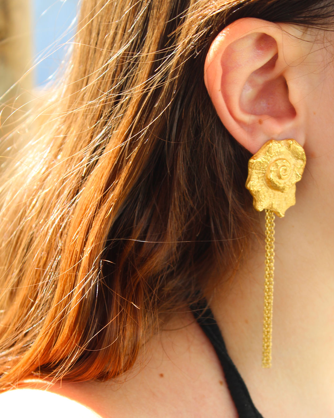 Cowrie Shell XL long earrings