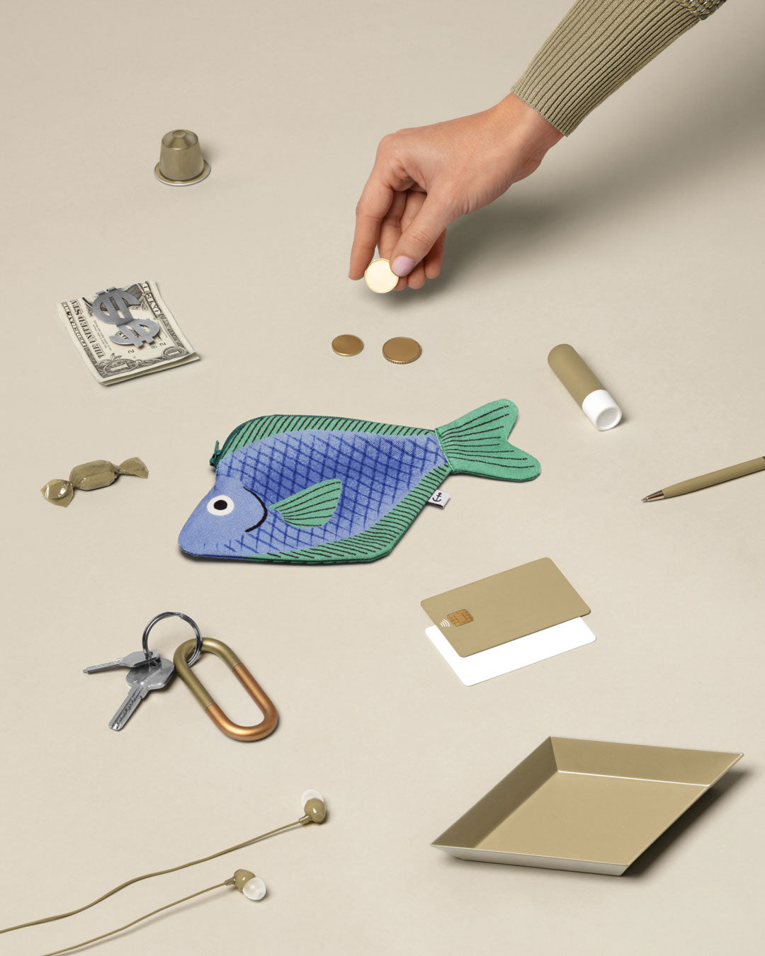 Seabream handmade handcrafted bac purse case textile fun fish ocean