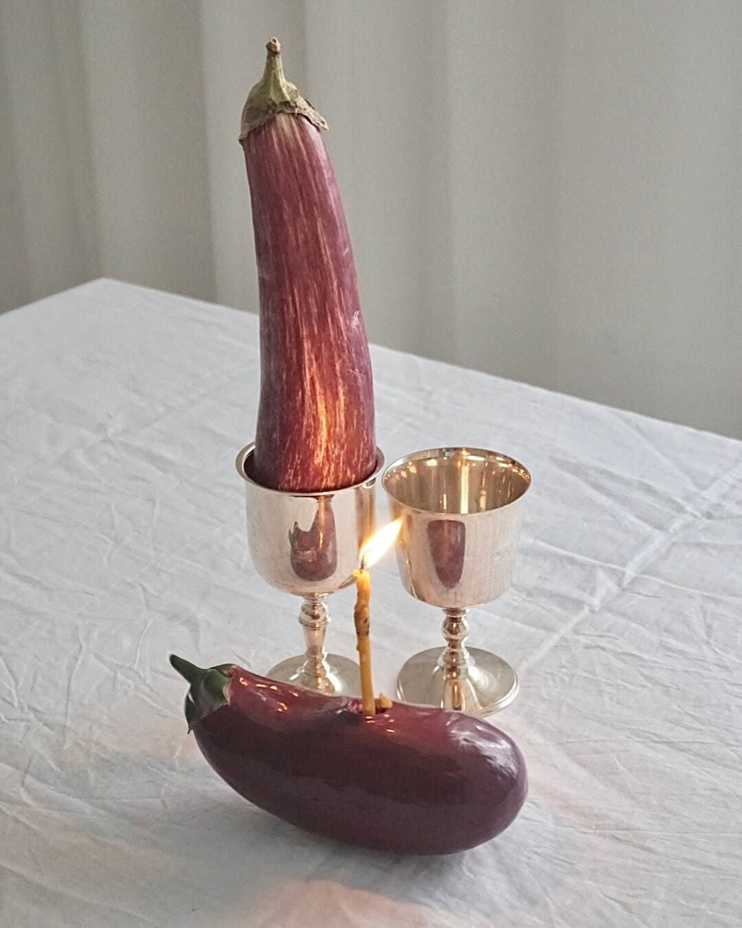 Eggplant candle holder