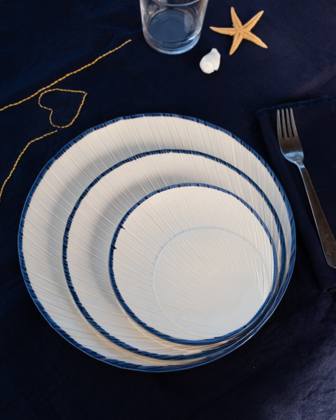 Konkylie Navy - 3 pieces plate set (-7%)