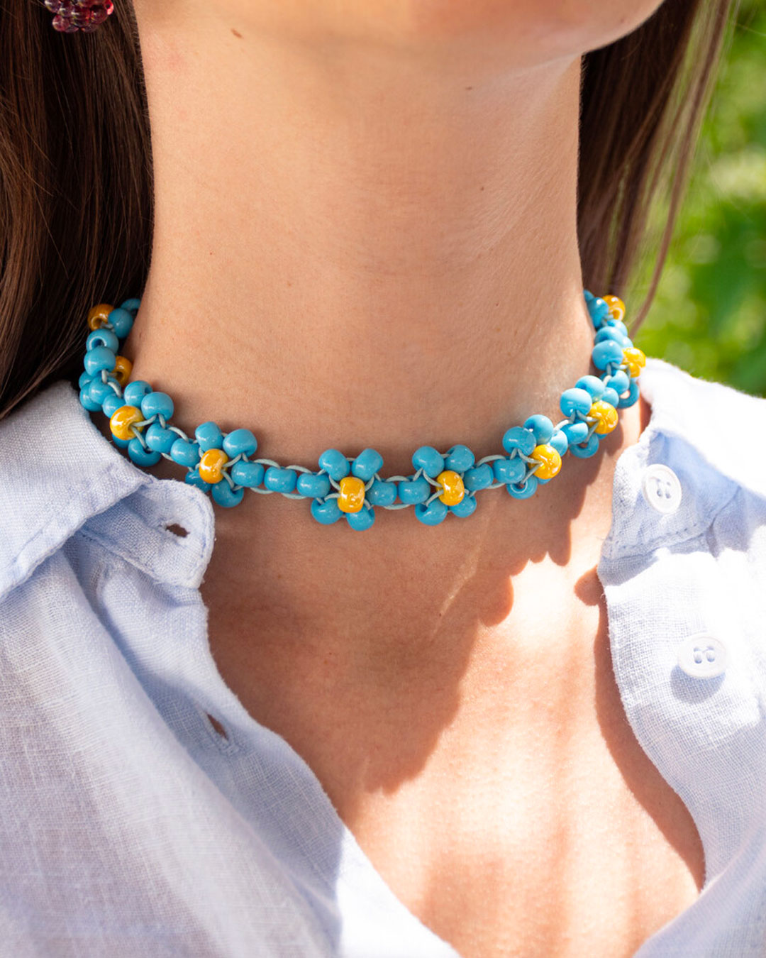 Large Glass Beads Fleur Choker