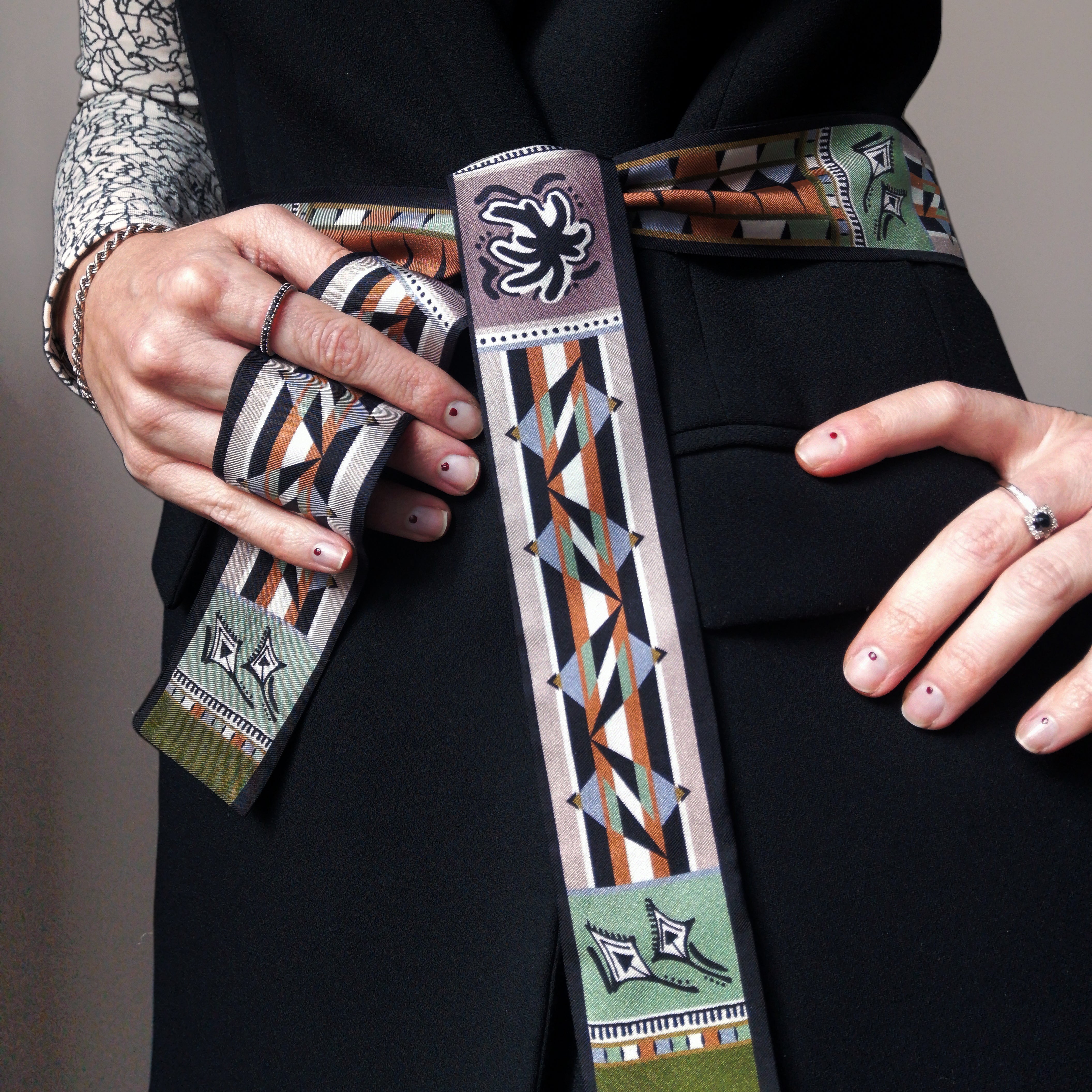 Sash in silk - L'ebbrezza del volo - avorio e terra