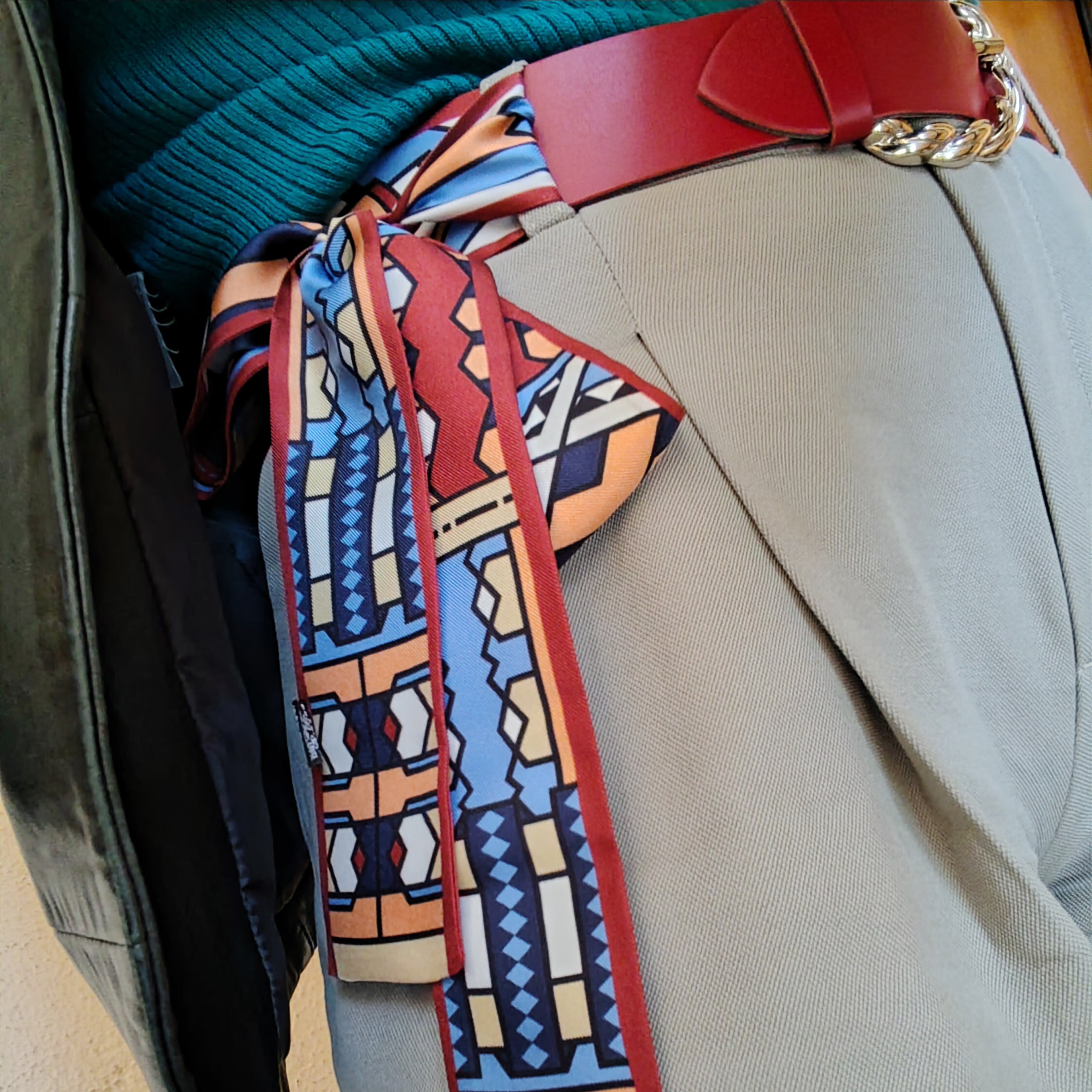 Sash in silk - I nastri danzanti - blu e terracotta