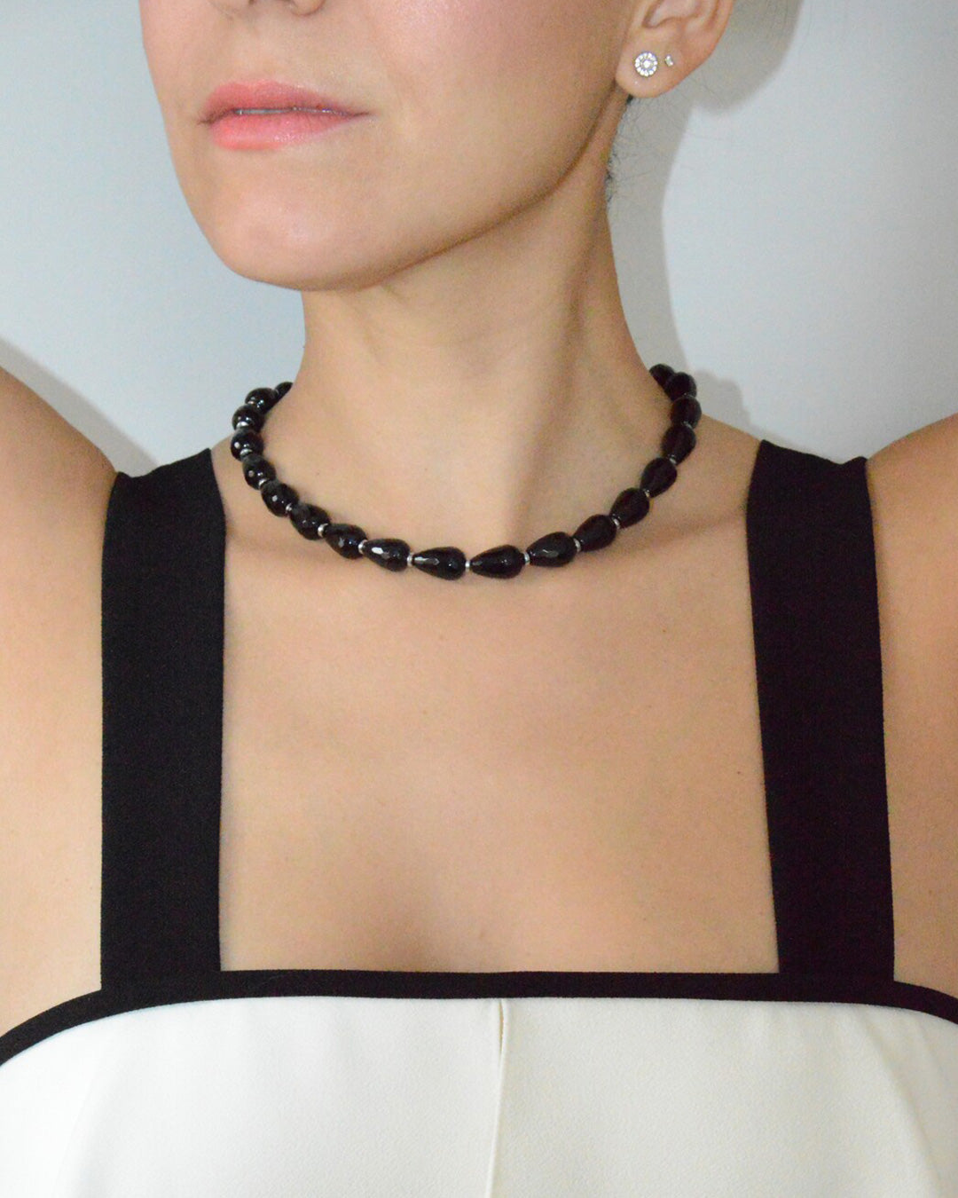 Onyx Drop & Hematite Necklace
