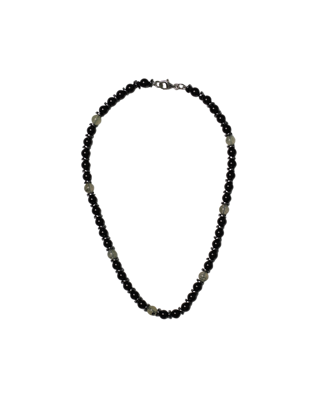 Onyx Necklace with Prehnite & Hematite