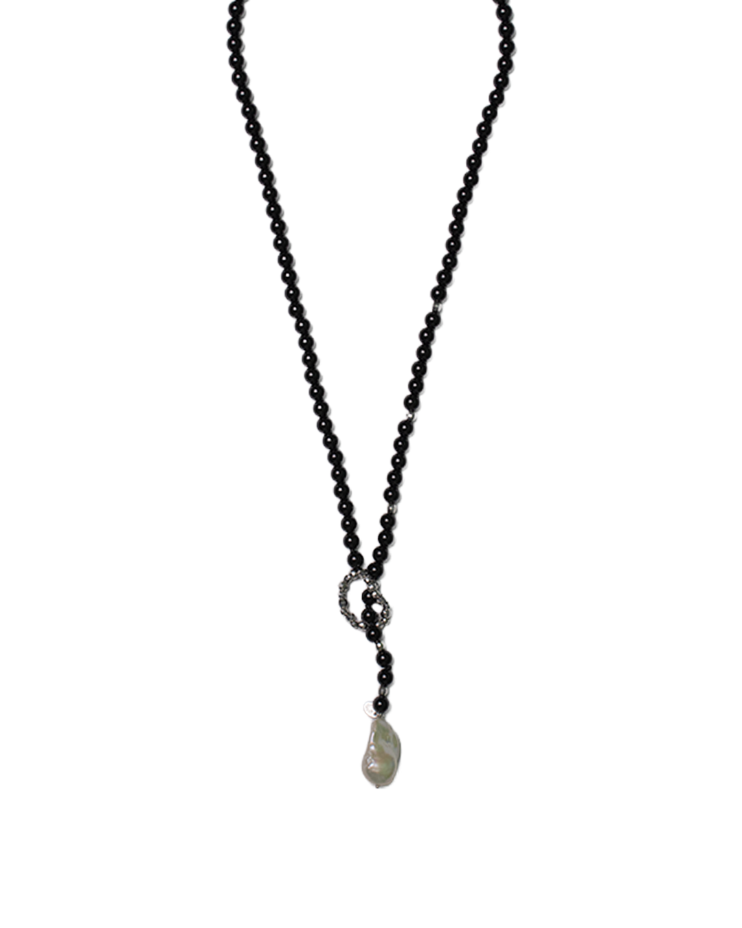 Onyx & Pearl Lariat Necklace