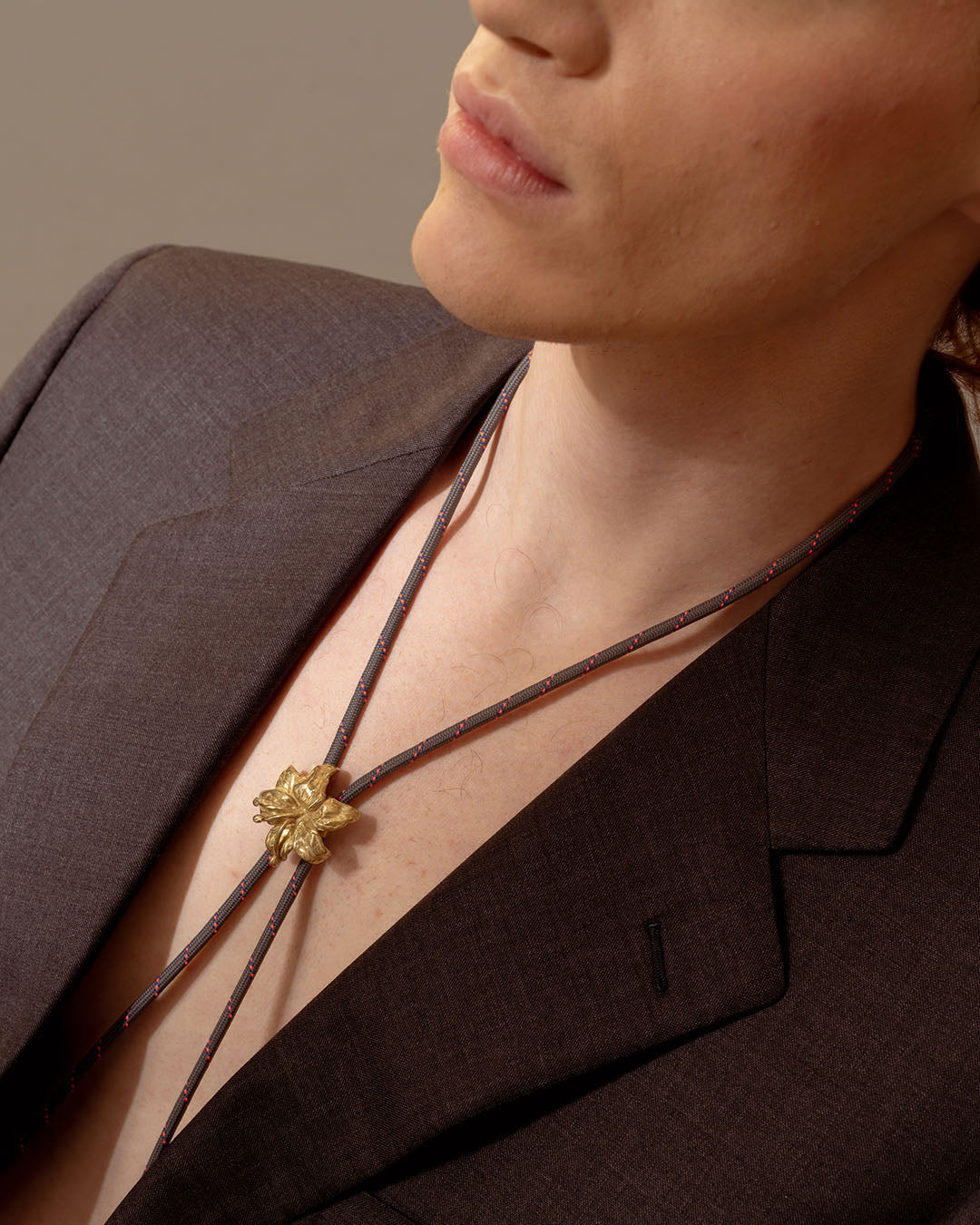 Bolo tie handmade rope jewelry neckace handcrafted bronze