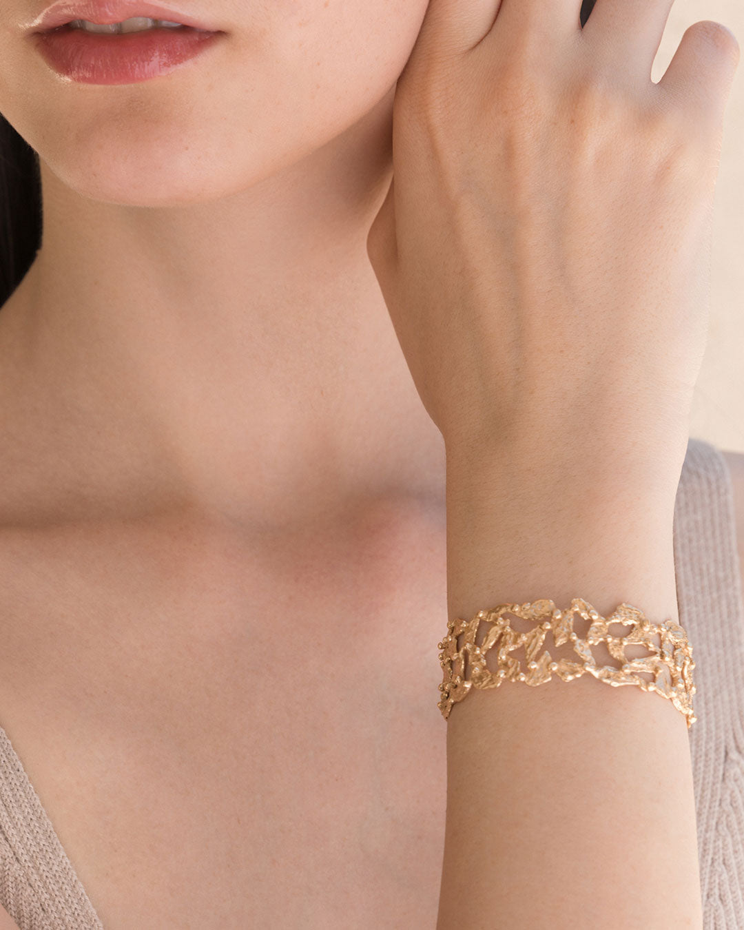 Pebbles Bracelet 24k gold plated bronze Giulia Barela Jewelry