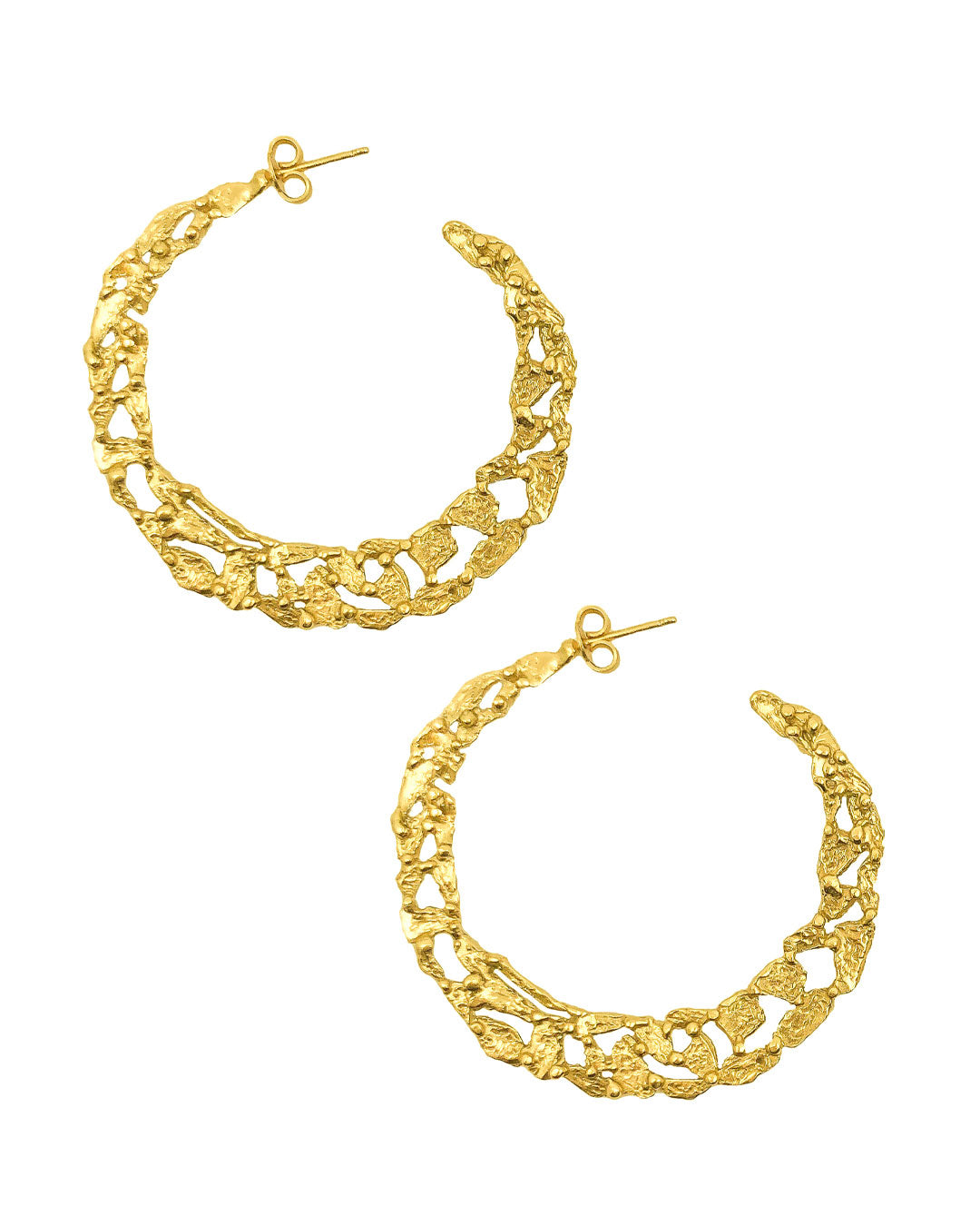 Pebbles Medium Hoop Earrings 24k gold plated bronze Giulia Barela Jewelry