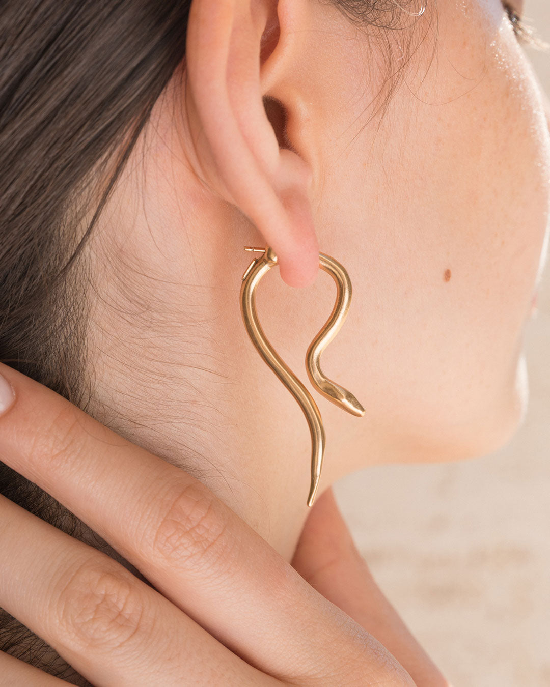 Hooked Earrings 24k gold plated bronze Giulia Barela Jewelry
