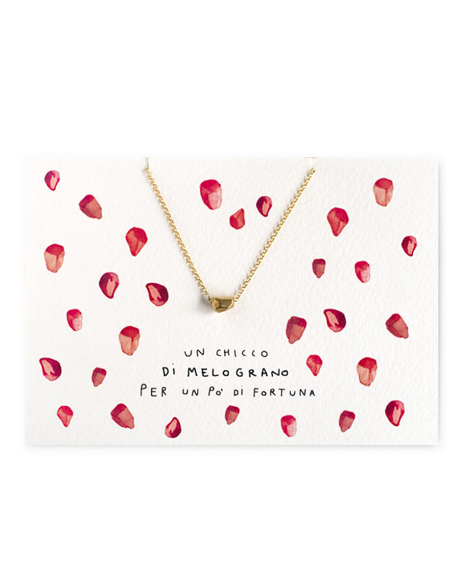 Collana con ciondolo melograno di design argento + oro + pietre