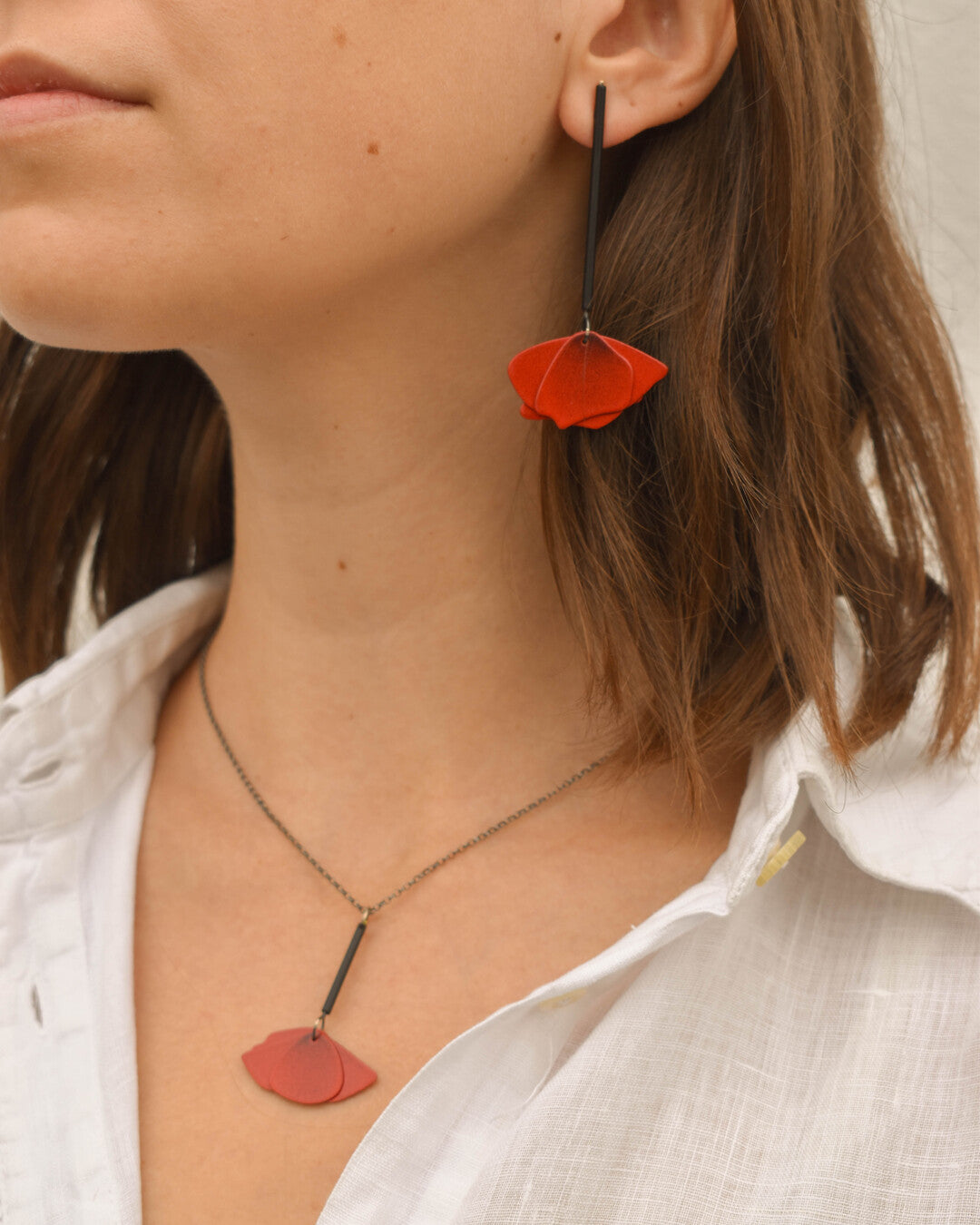 Boucles d'oreilles Herbier - Coquelicot