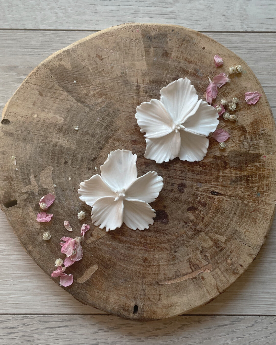 White Hibiscus earrings