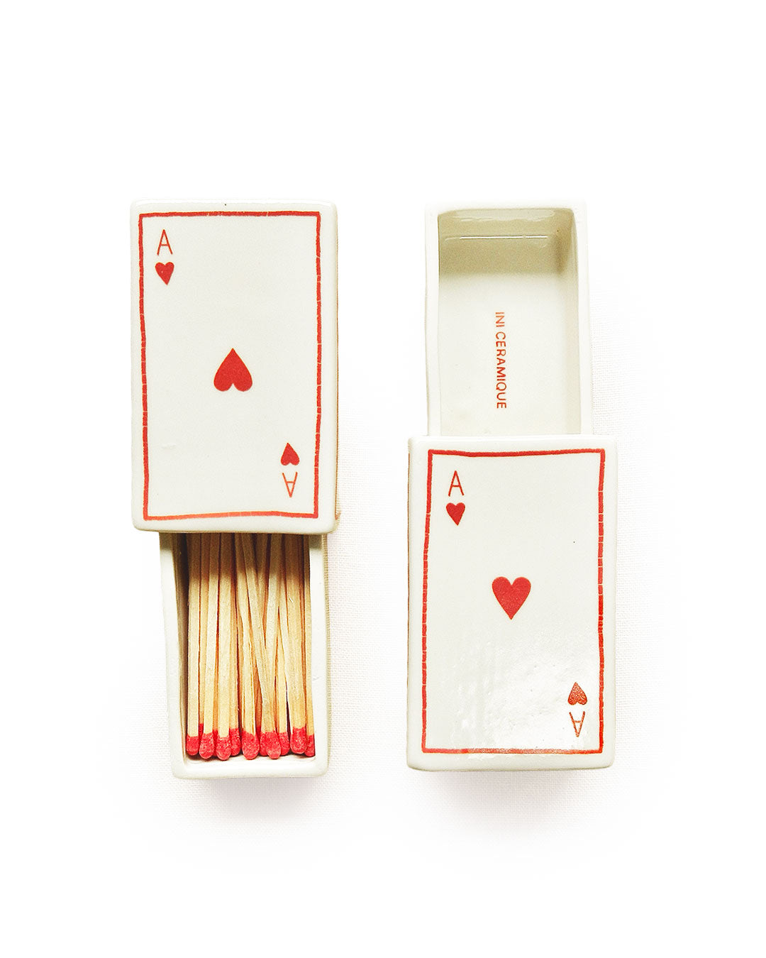 Scatola di fiammiferi illustrata in ceramica