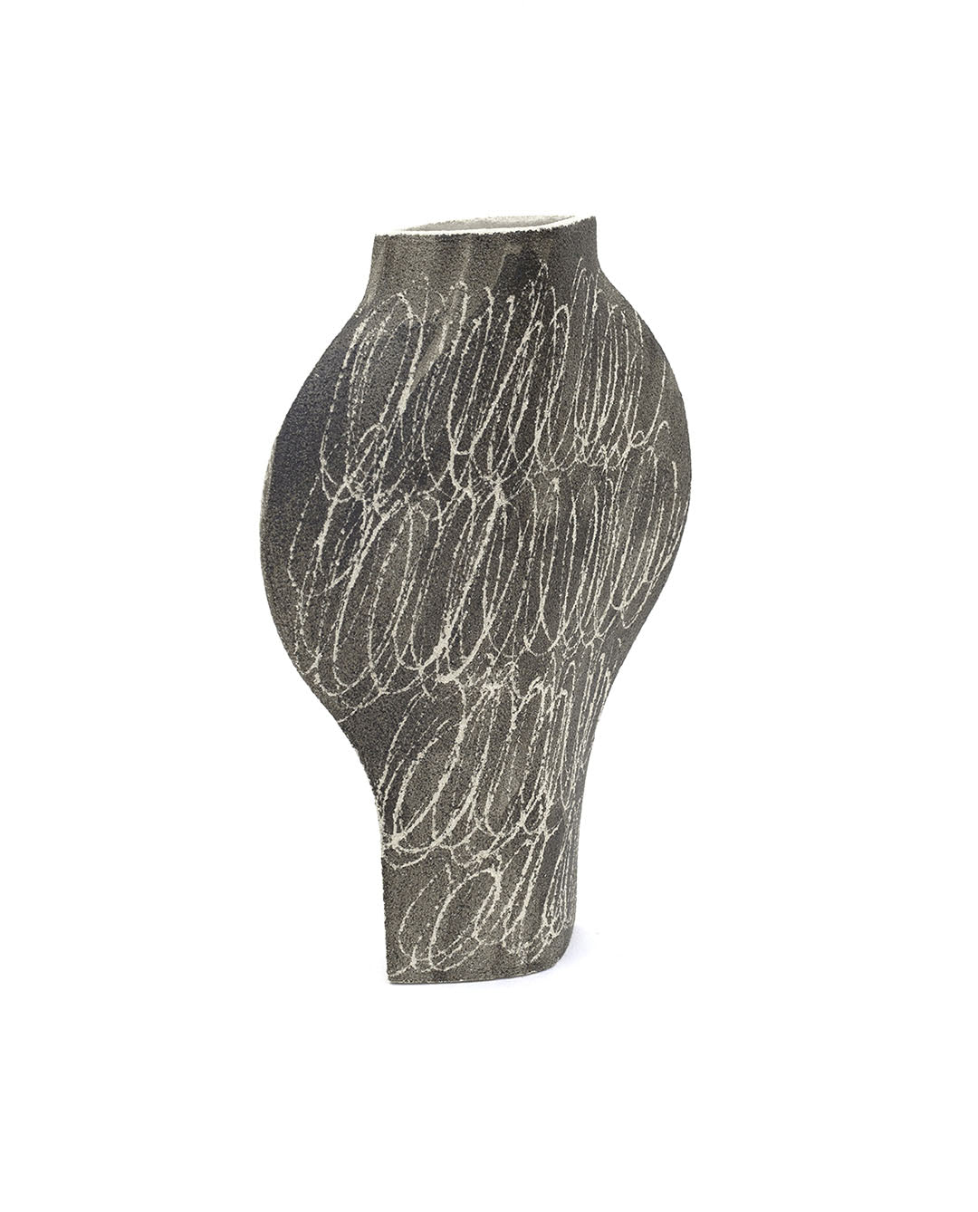 ‘Dal - Negative Circles Black’ Ceramic Illustrated Vase