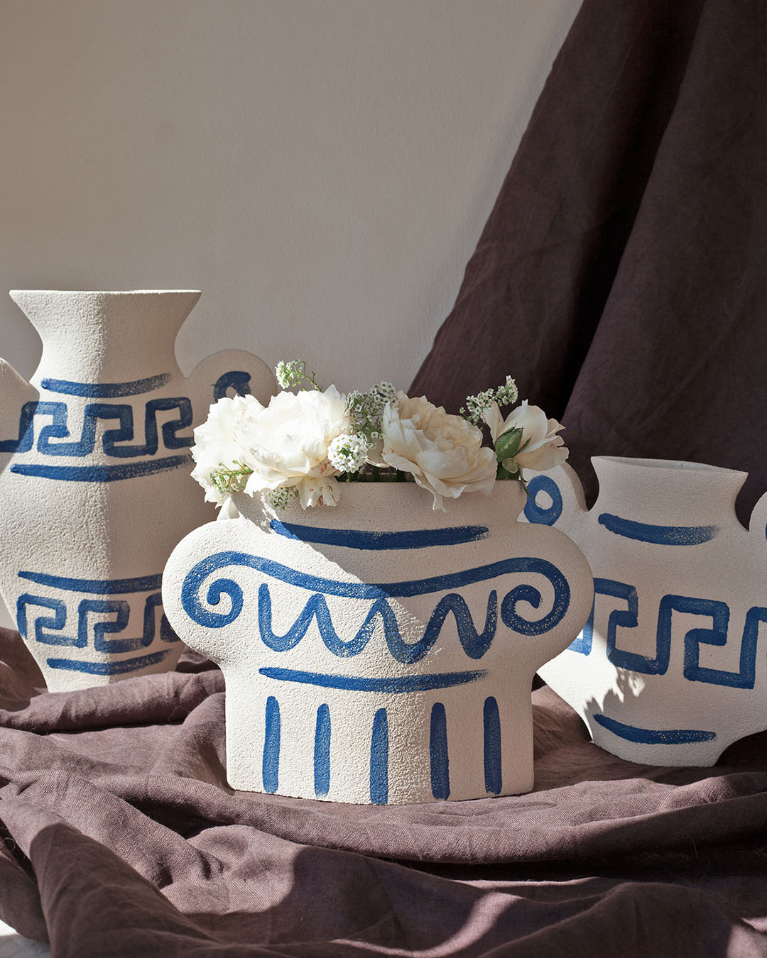 'Greek Column' Ceramic Illustrated Vase