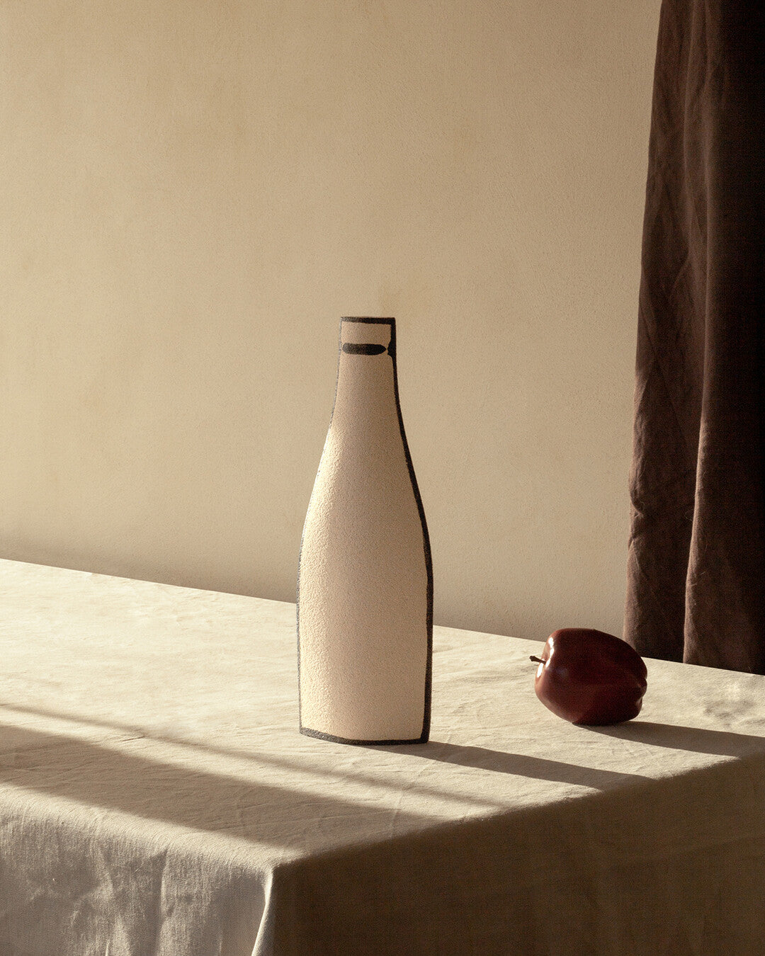 'Morandi Bouteille' Ceramic Illustrated Vase