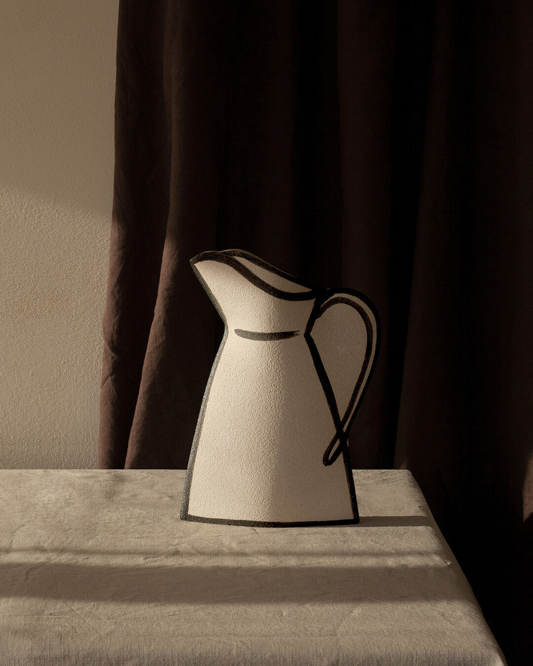 'Morandi Pitcher' Ceramic Illustrated Vase