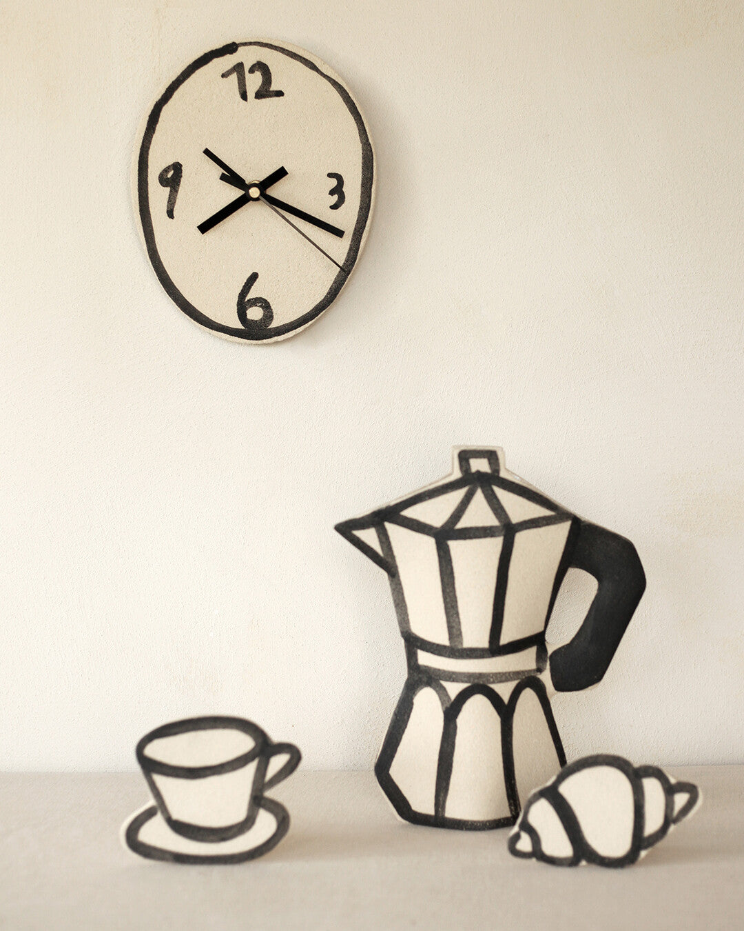 'Irregular Clock' Ceramic Illustrated Clock