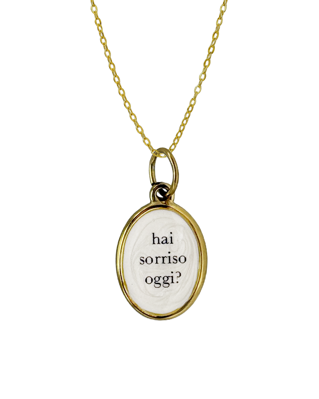 "Hai sorriso oggi?" - Oval Necklace