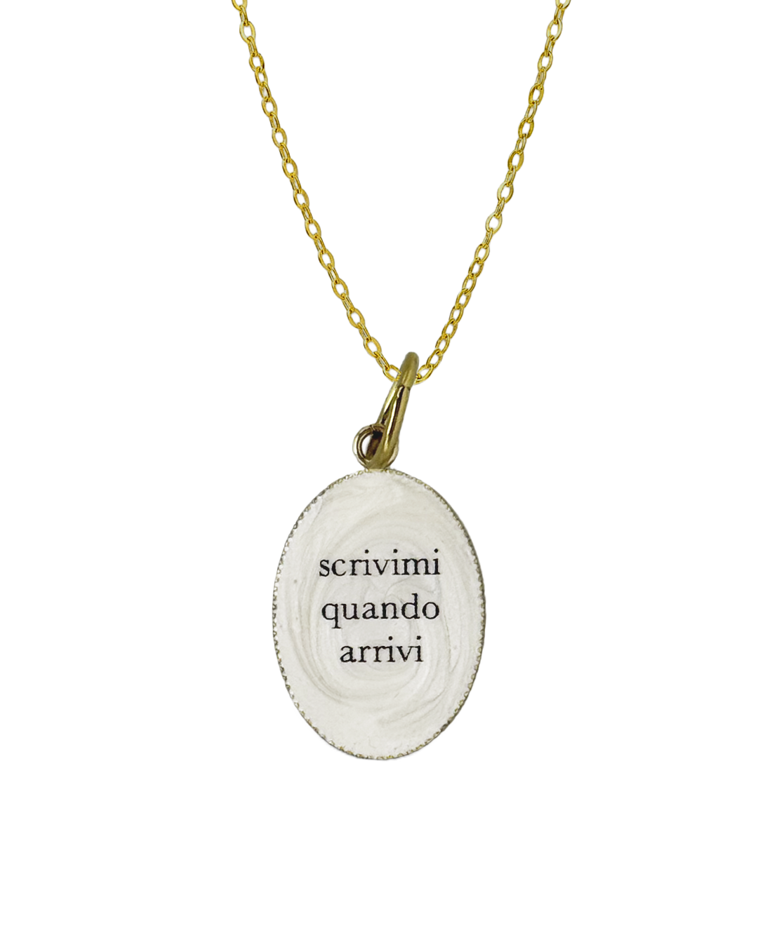 "Scrivimi quando arrivi" - Gold Oval Necklace