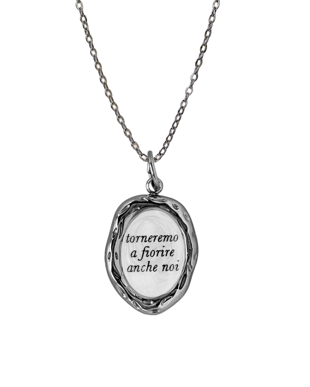 "Torneremo a fiorire anche noi" - Wooden Necklace