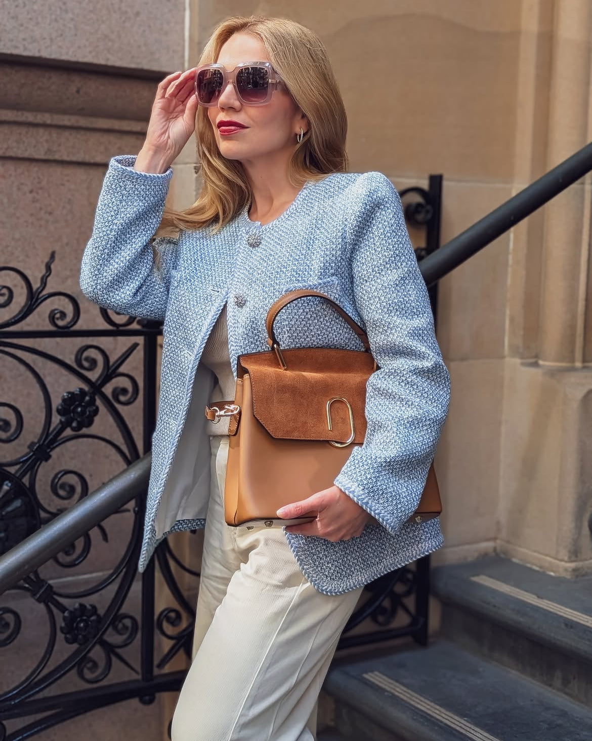 Thais Suede and Leather Satchel Bag