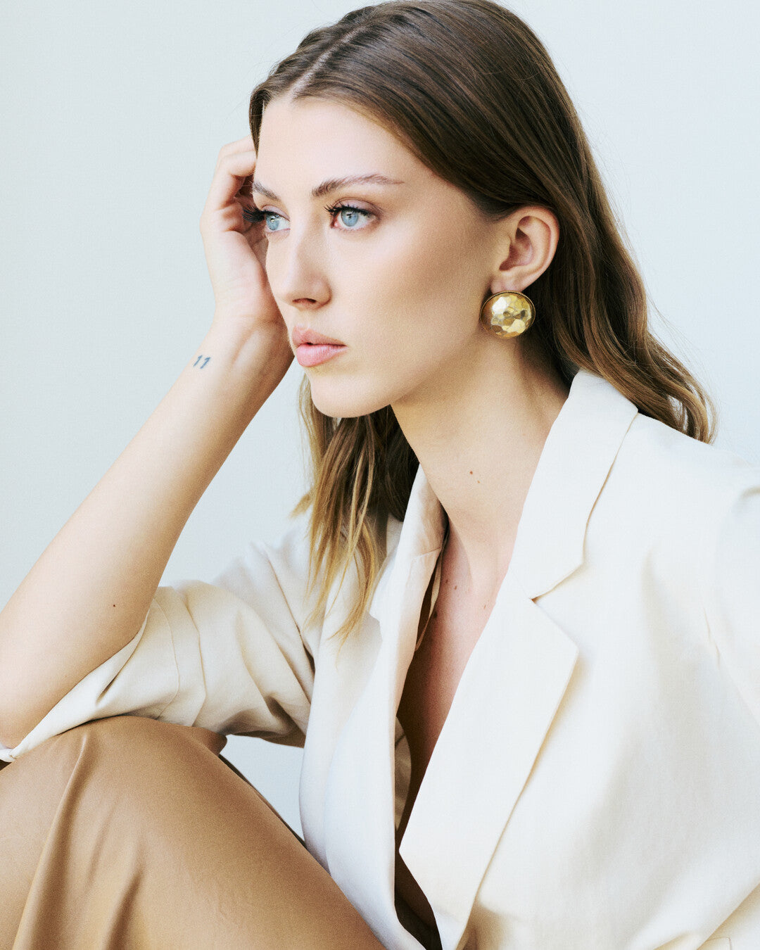 Febe gold vintage button earrings