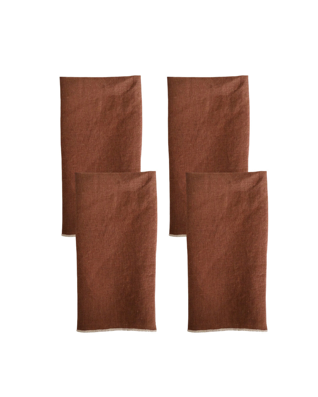 Set of 4 linen napkins with contrast trim