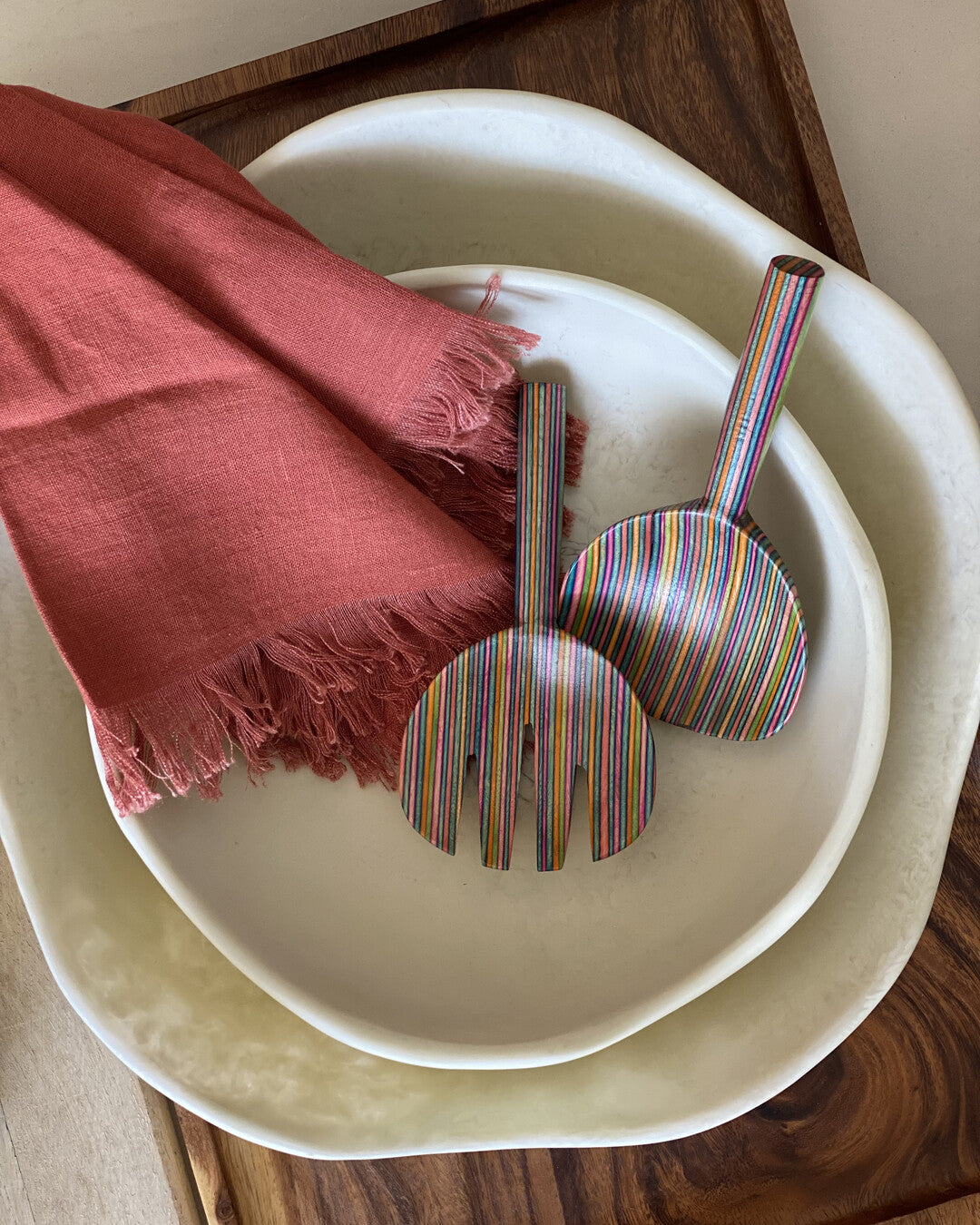 Set of 4 linen napkins with fringes
