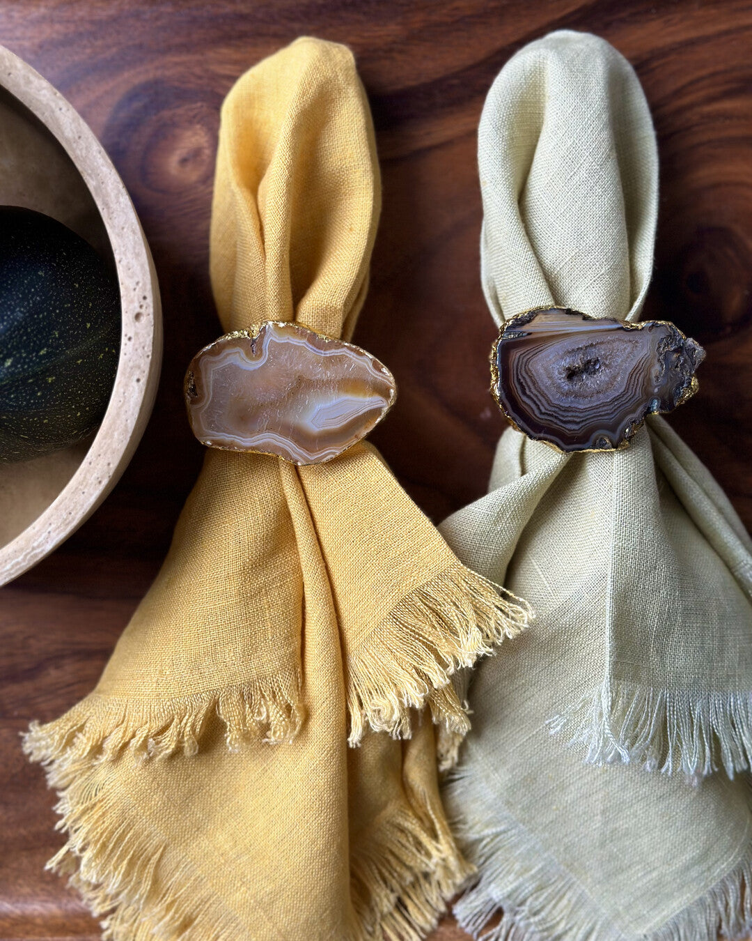 Set of 4 linen napkins with fringes