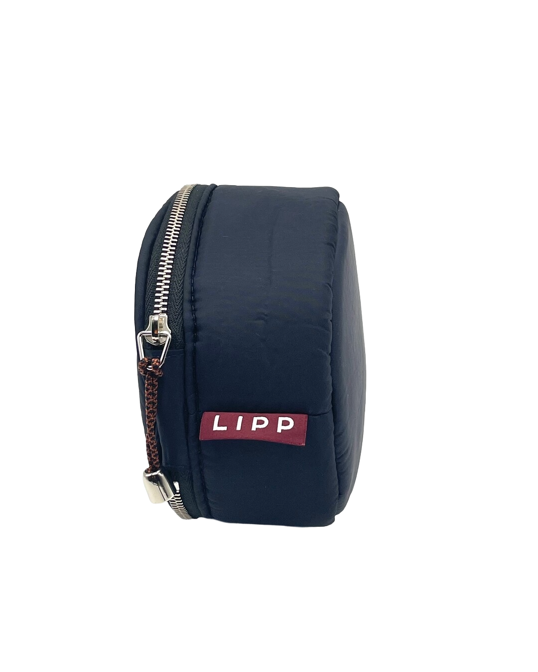 Round Zip Jewelry Bag - Black/Espresso