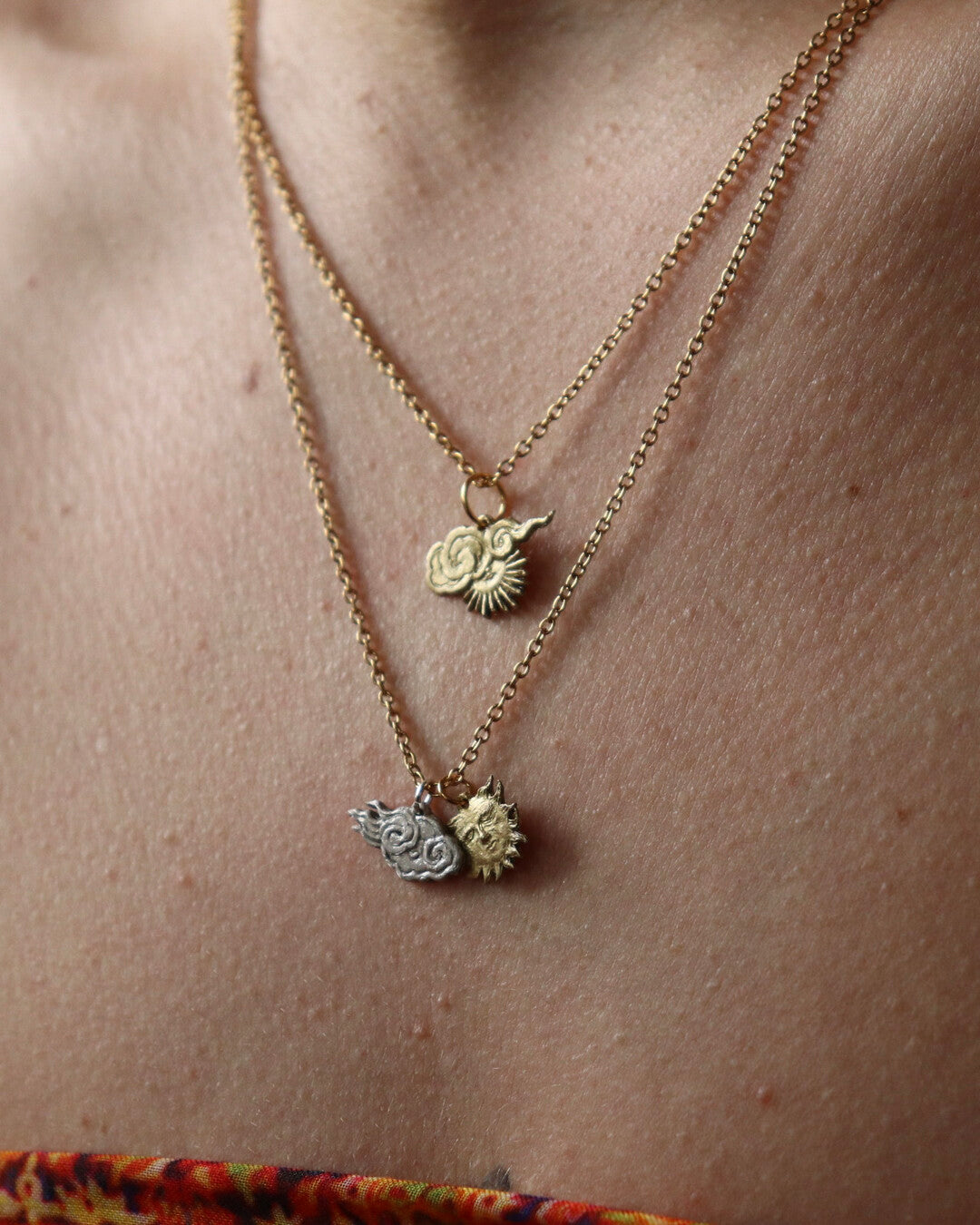 Sun & Cloud - Double pendant necklace
