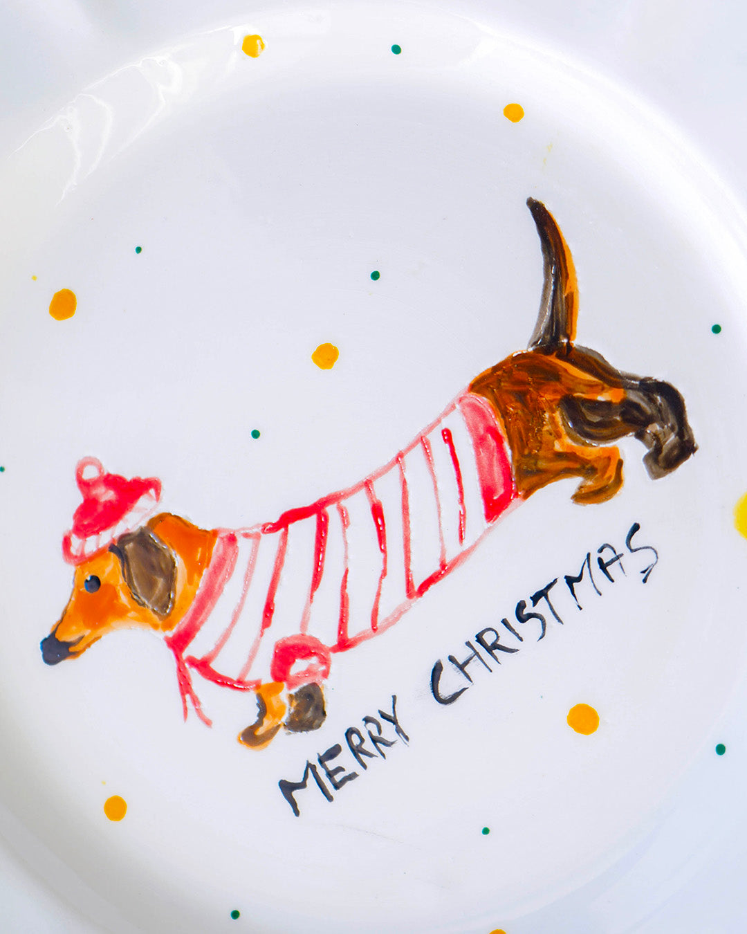 Scalloped French dachshund plate – Christmas collection