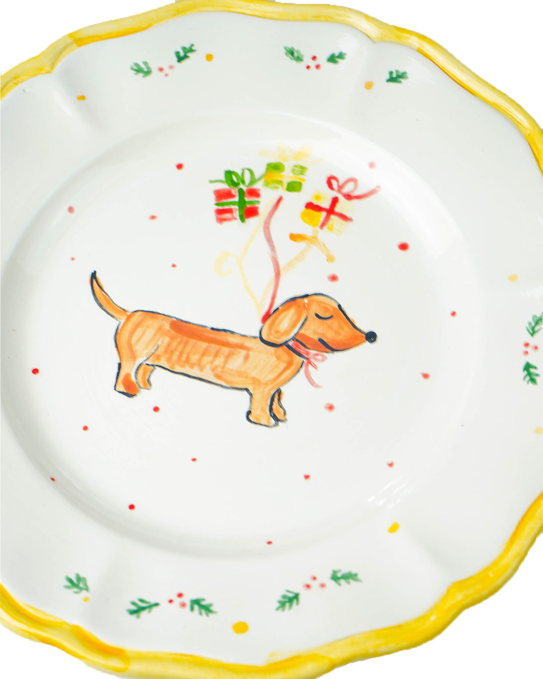 Scalloped dachshund plate – Christmas collection