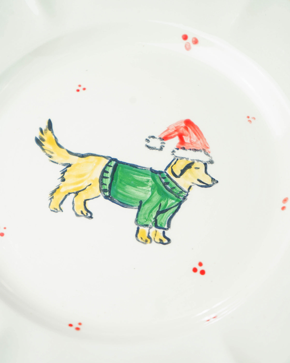 Scalloped Golden Retriever plate – Christmas collection