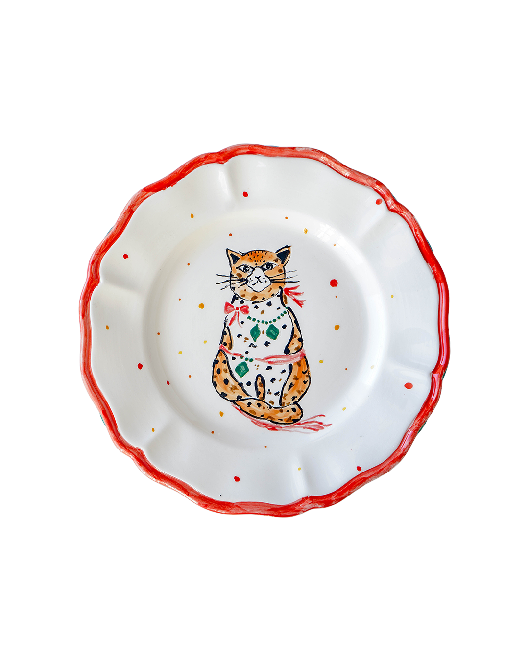Scalloped cat plate – Christmas collection
