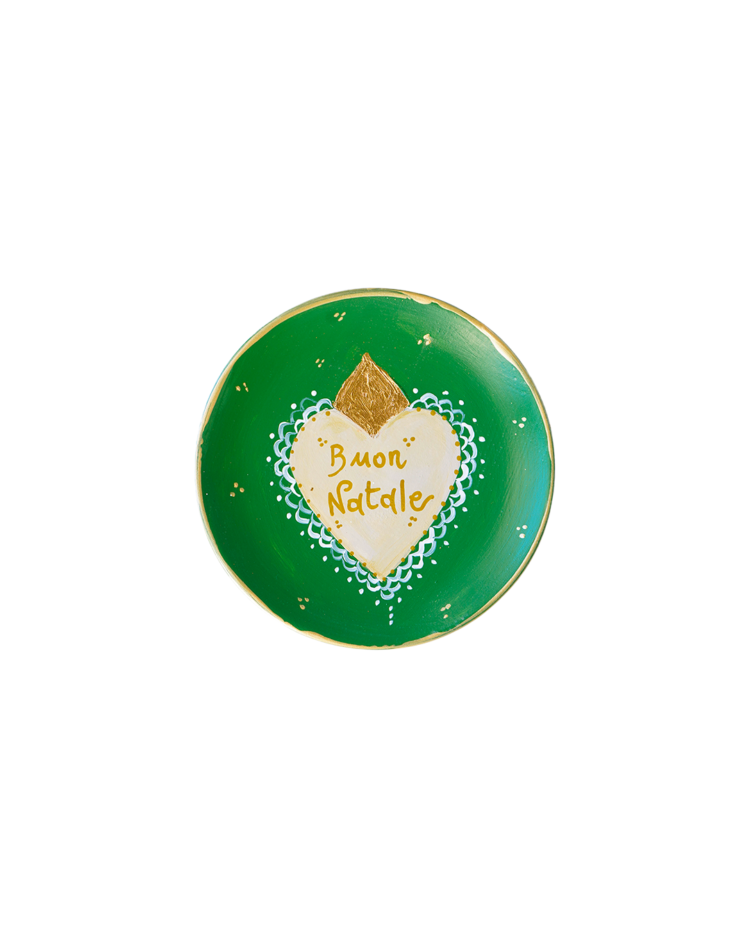 "Merry Christmas" decorative small plate with gold leaf