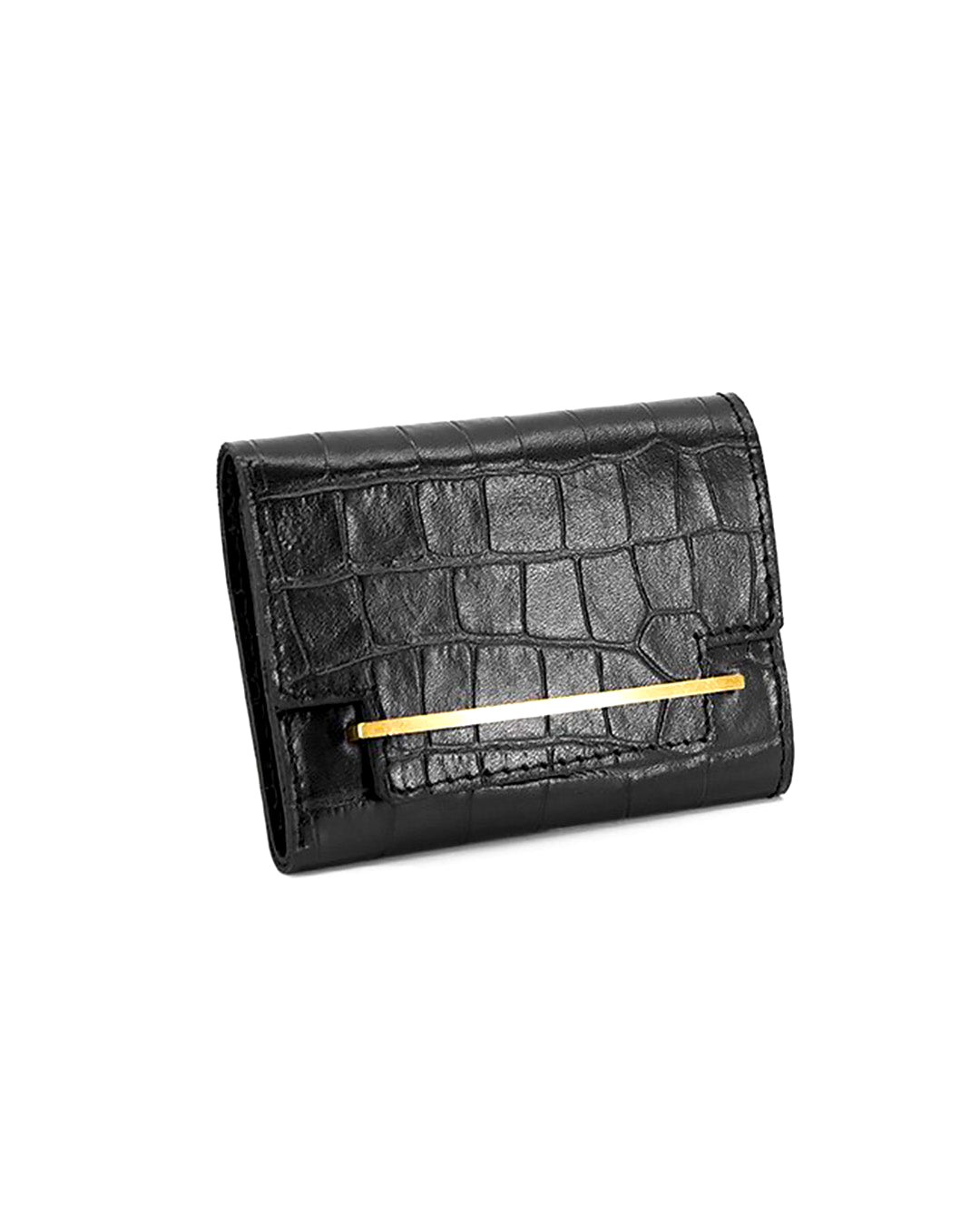 Wallet leather Croco Gold handmade handcrafted