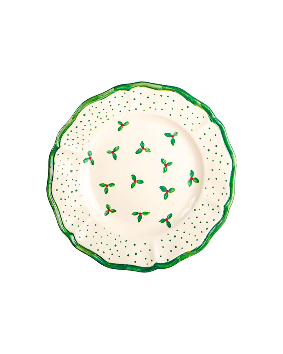 "Holly" scalloped plate – Christmas collection