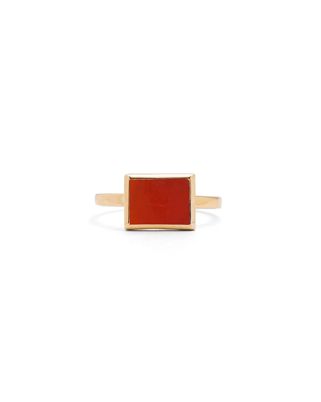 Maitea Handmade rectangular ring with red stone