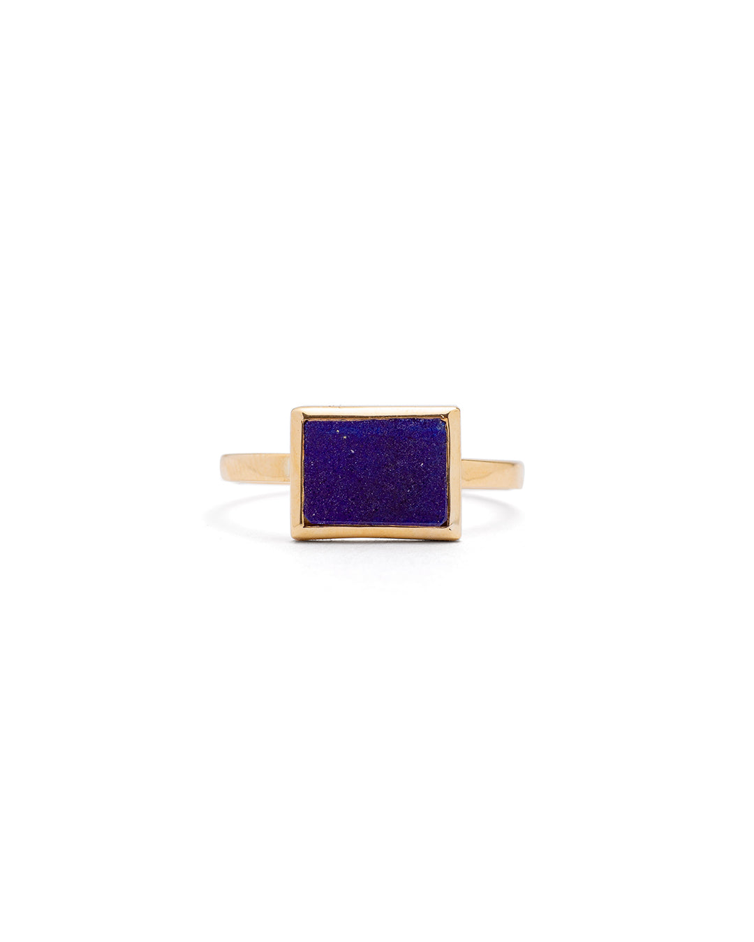 Maitea Handmade rectangular ring with blue stone