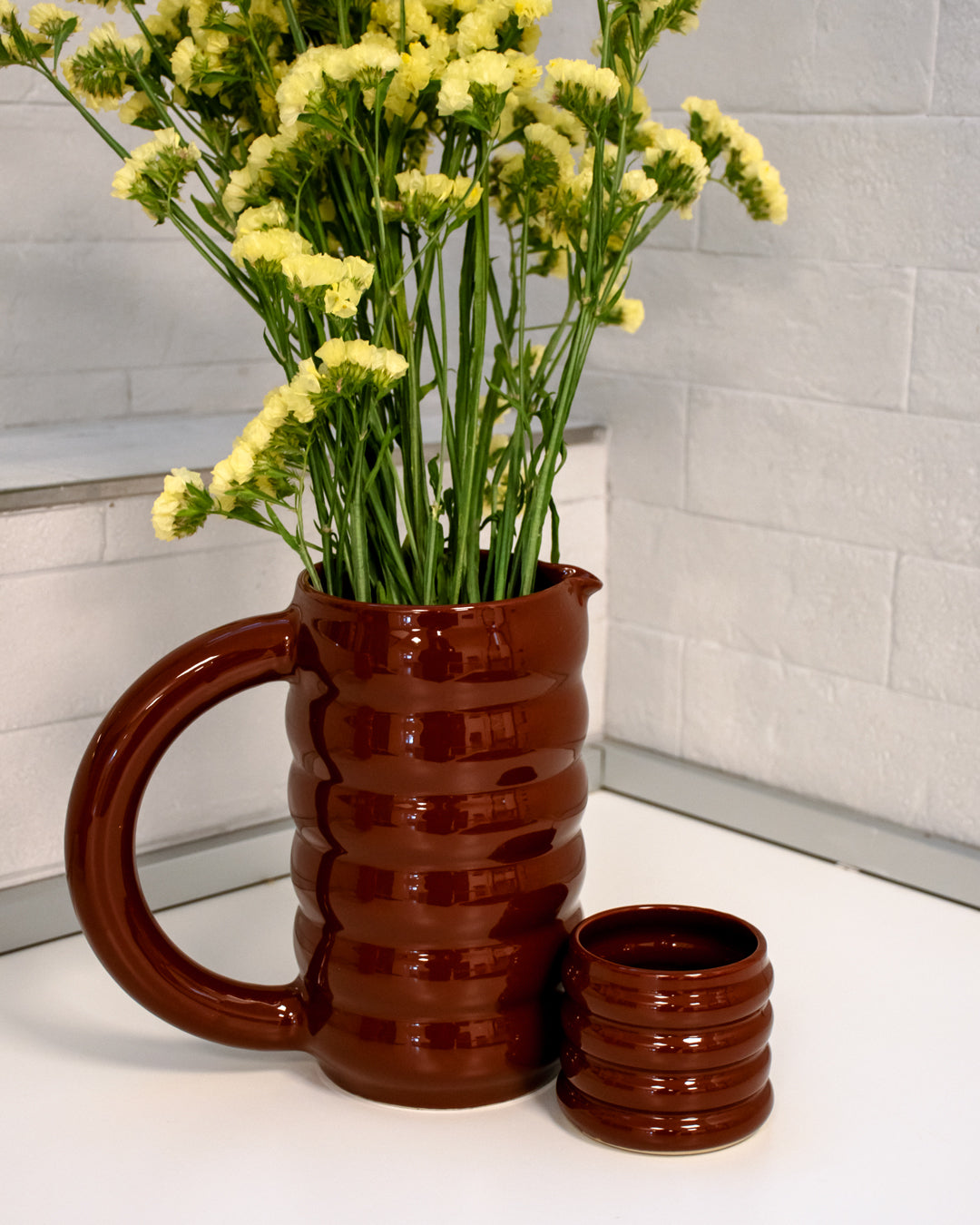 Handmade color block water jug - Maki Pottery