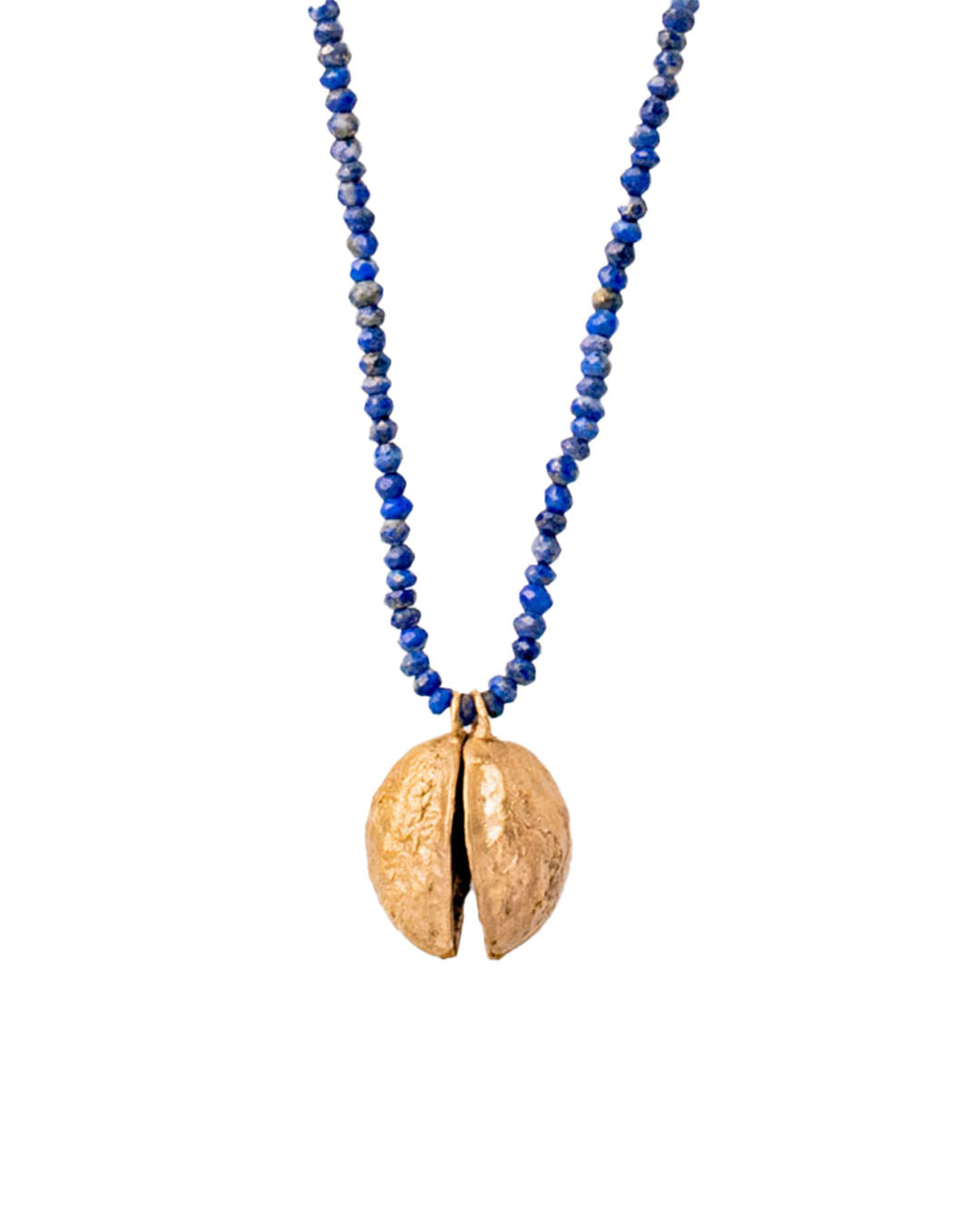 Handmade necklace - real nut cast - bronze and gemstones - Mandala T.