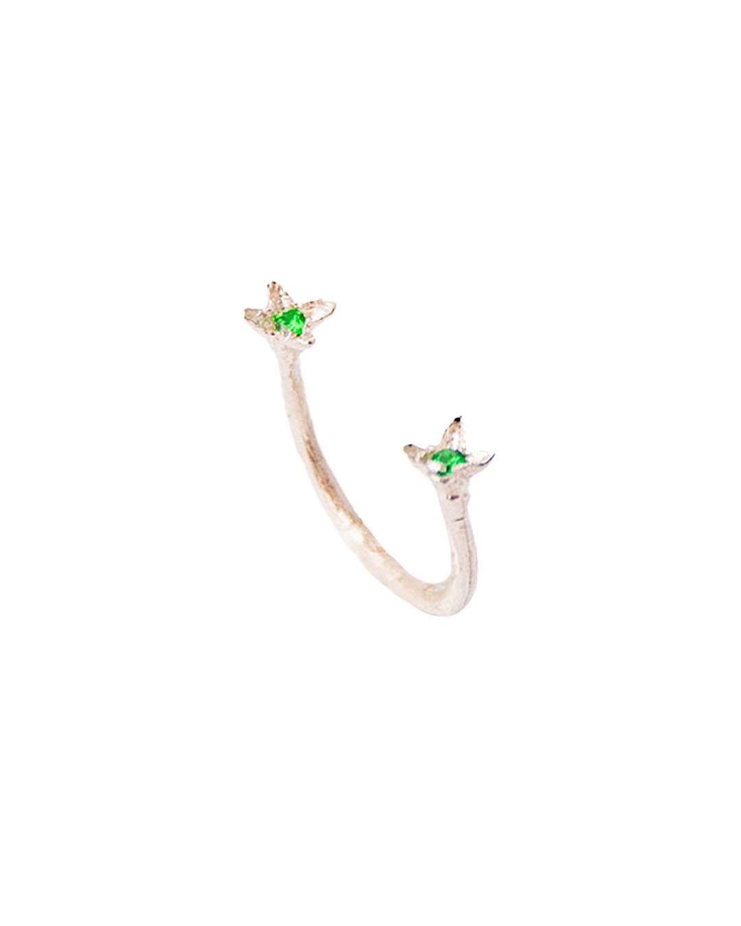 Handmade open ring with emerald - Mandala T